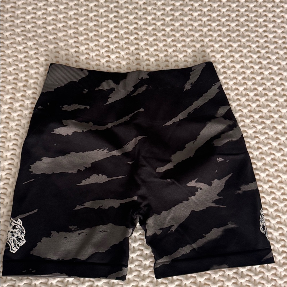Darc Sport Black and Gray Striped Athletic Shorts